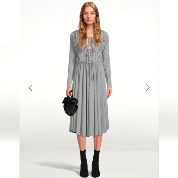 TOVE Ruched Tie Front Lexi Light Grey Semi-formal Dress - Picture 1 of 15